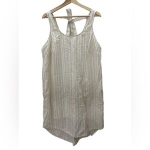 Anthropologie Cloth & Stone Linen Striped Beige /  Ivory Midi Dress Size 1XL